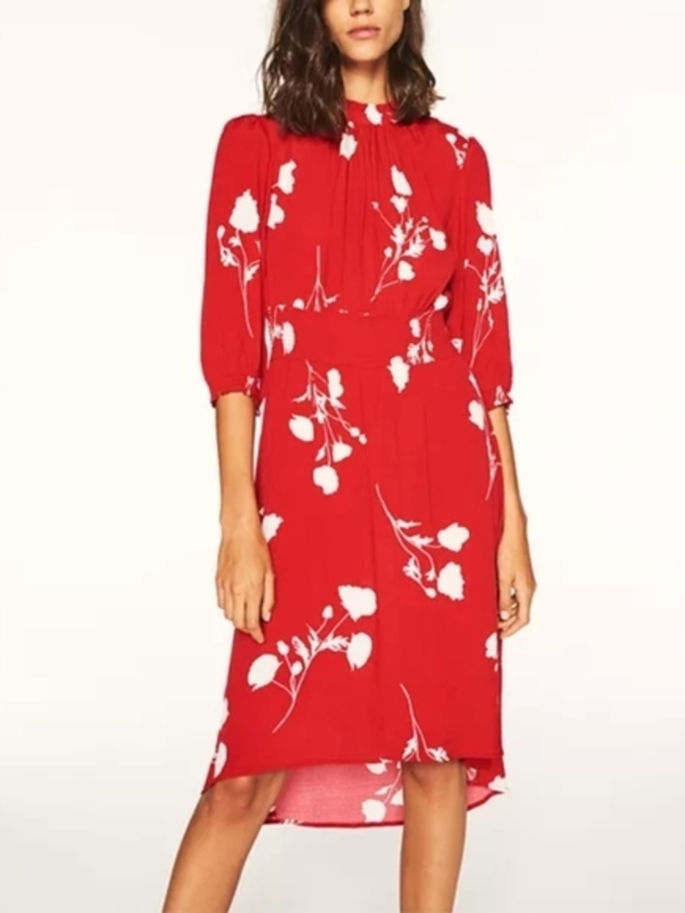 ba&sh Poema Floral-print High/low Dress In Rouge-0140